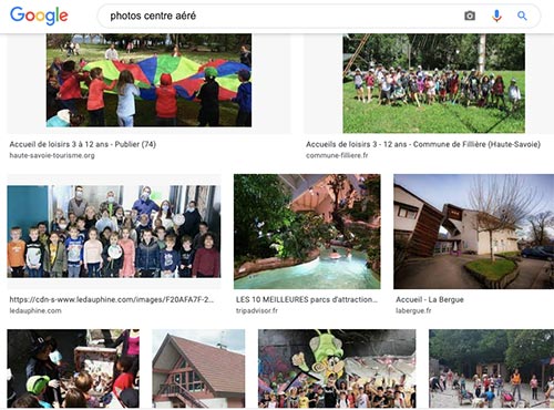Attention au référencement des photos et vidéos de votre centre aéré dans google image.